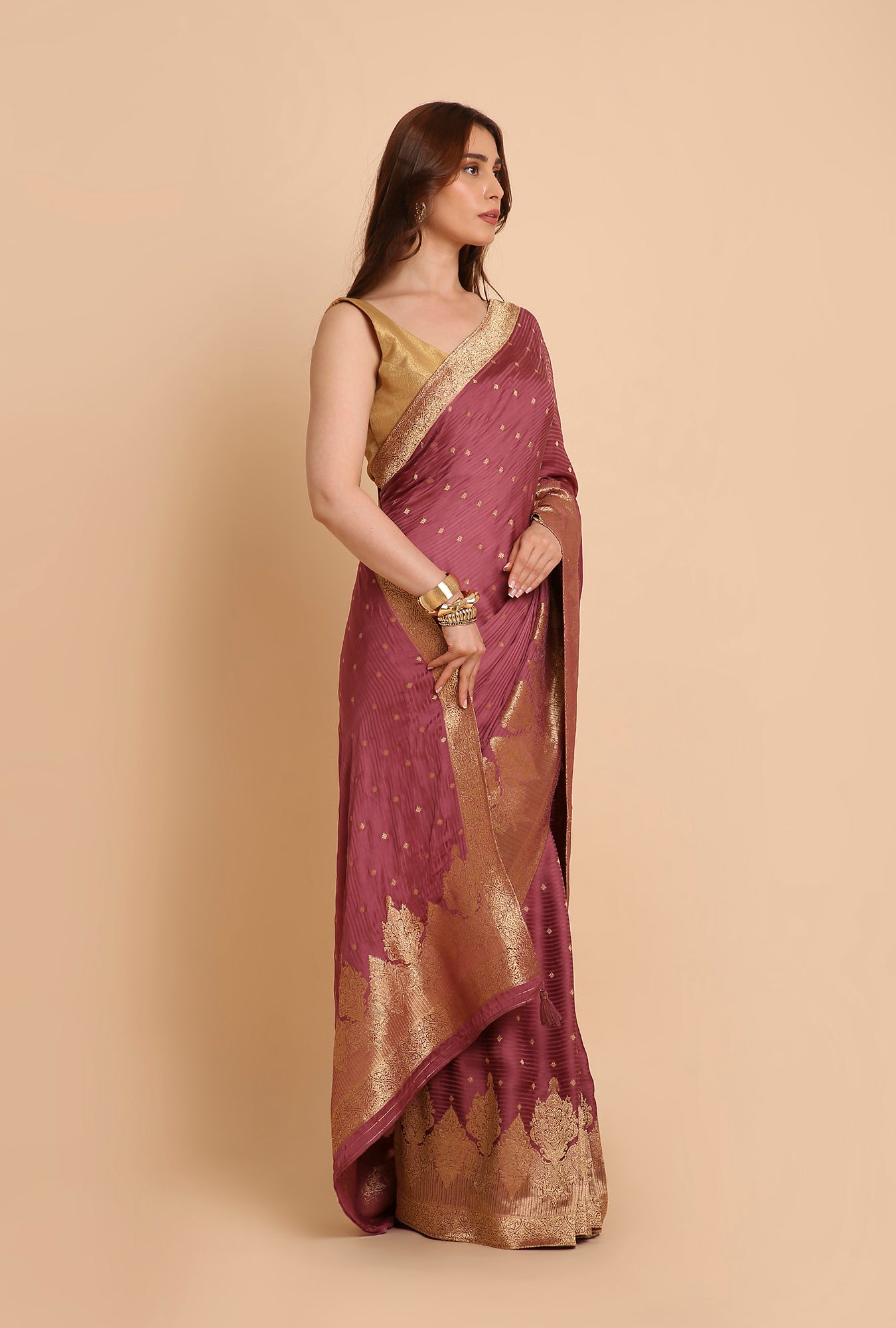ONION PINK MASHRU SILK  SAREE