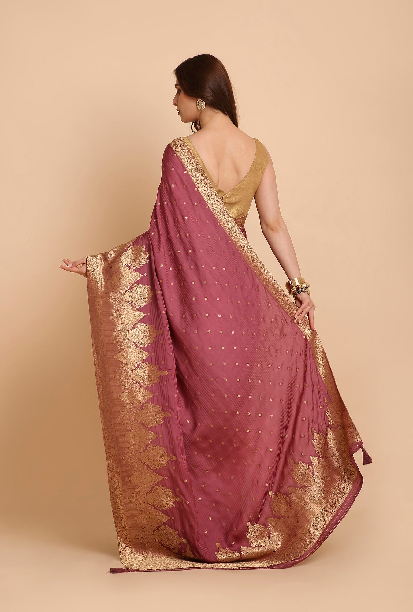 ONION PINK MASHRU SILK  SAREE