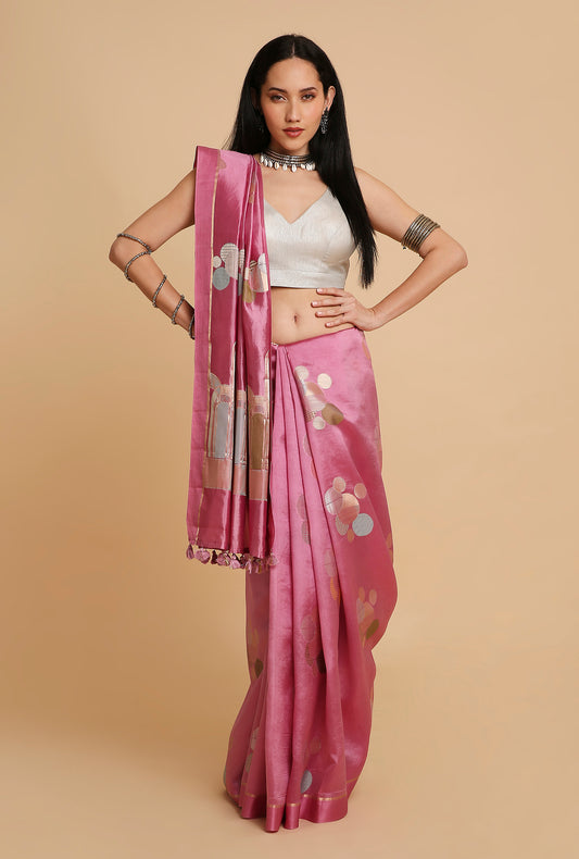 ORCHID PINK CHINIYA SILK SAREE