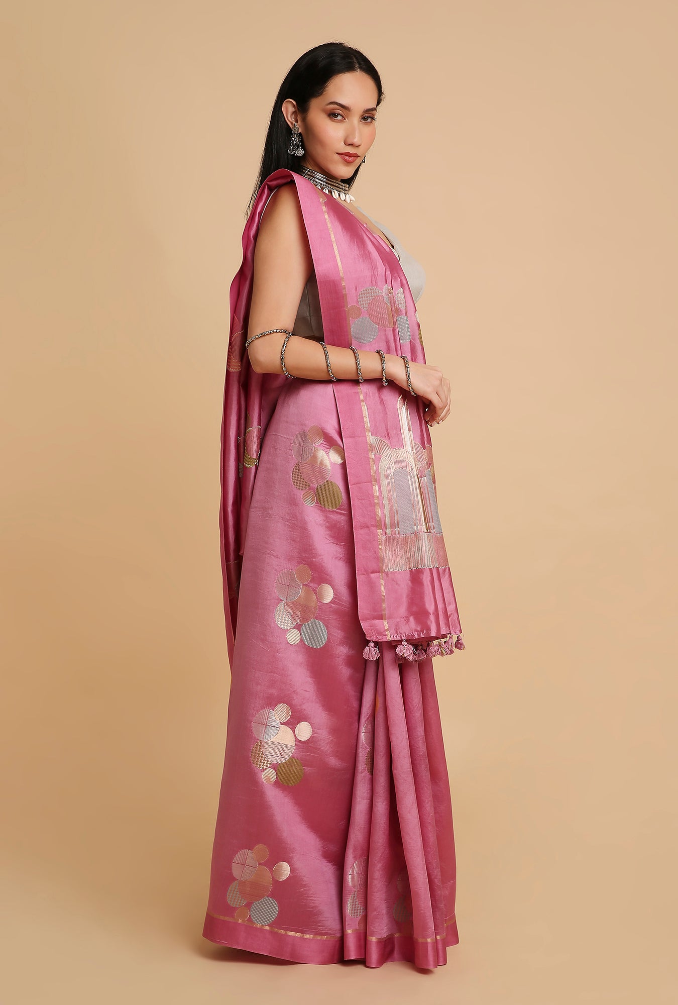 ORCHID PINK CHINIYA SILK SAREE