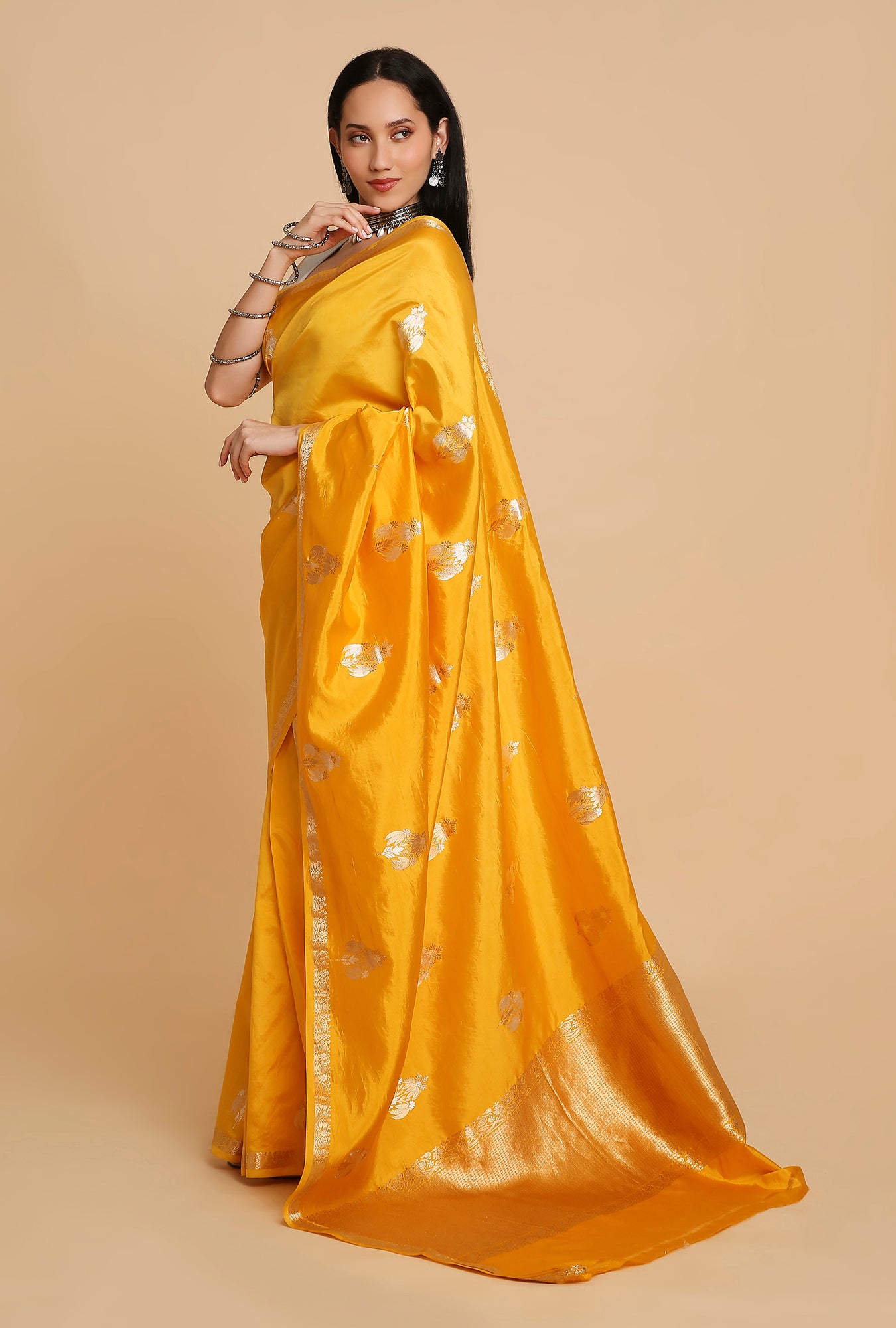 ROYAL YELLOW PUNA SILK SAREE