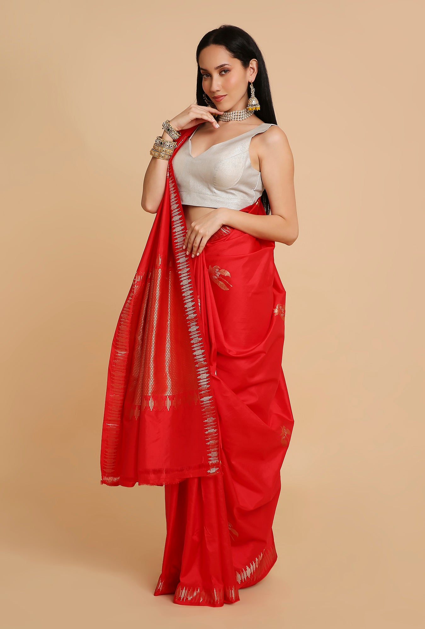 RED PUNA SILK SAREE