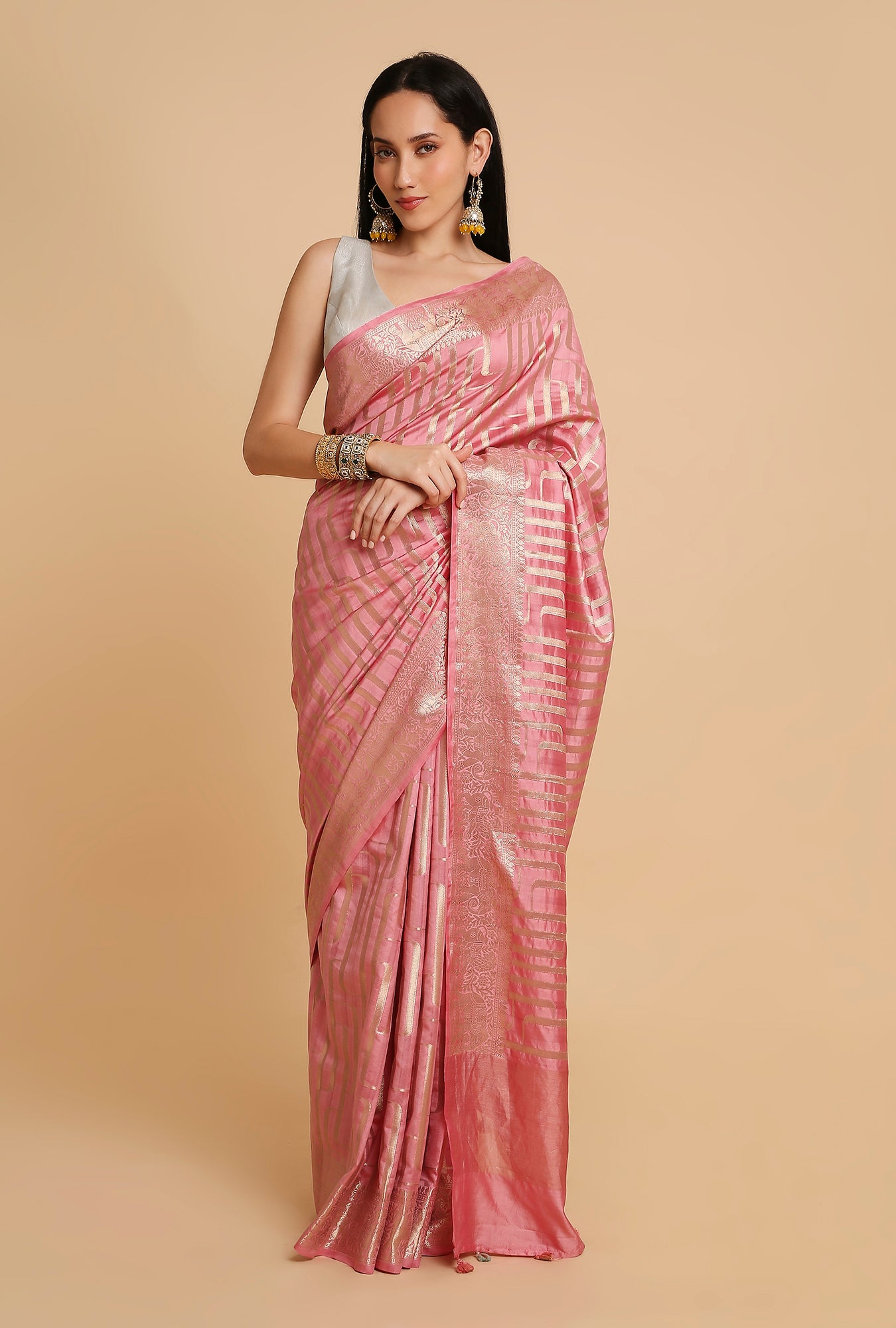 LIGHT PINK CHINIYA SILK SAREE