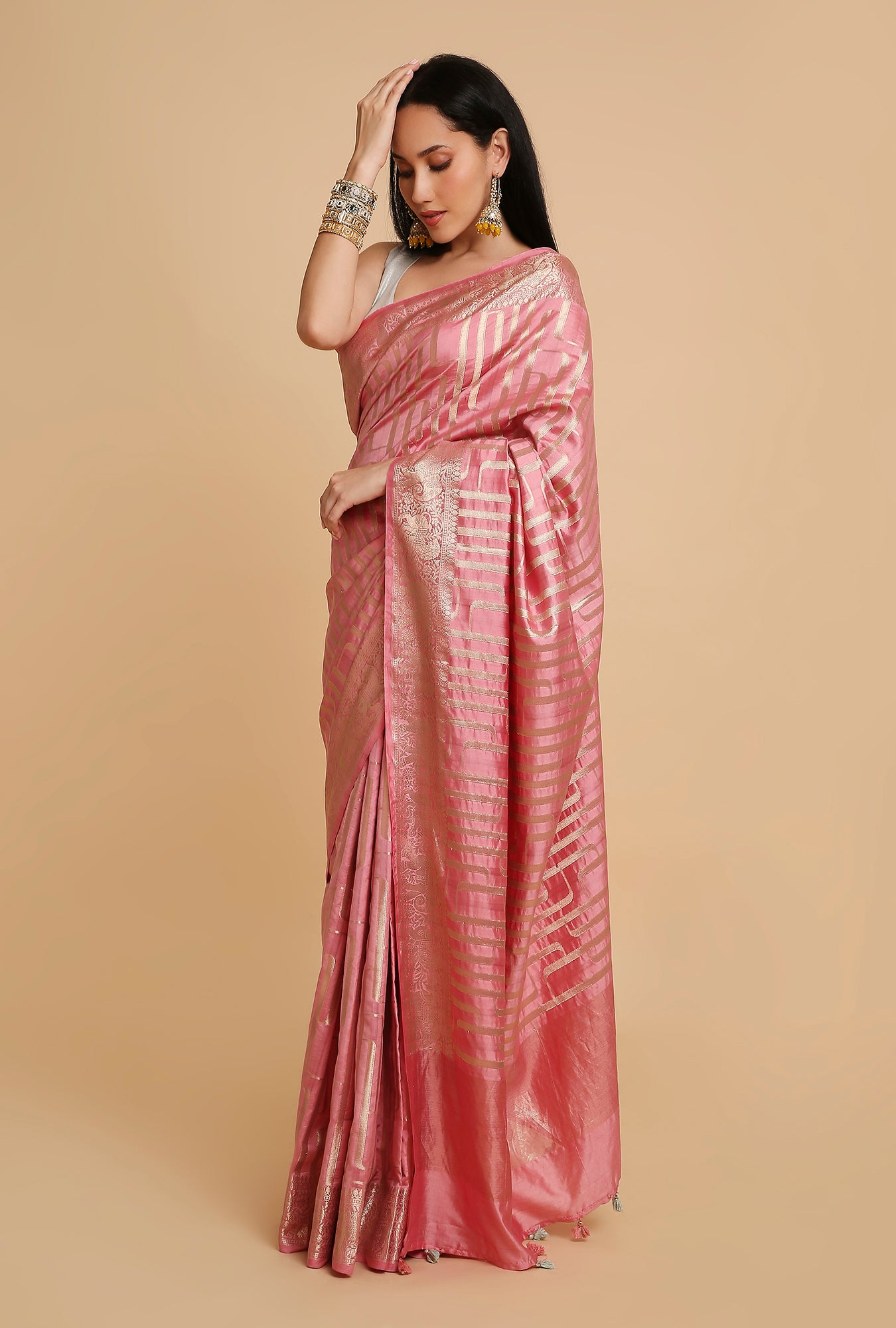 LIGHT PINK CHINIYA SILK SAREE