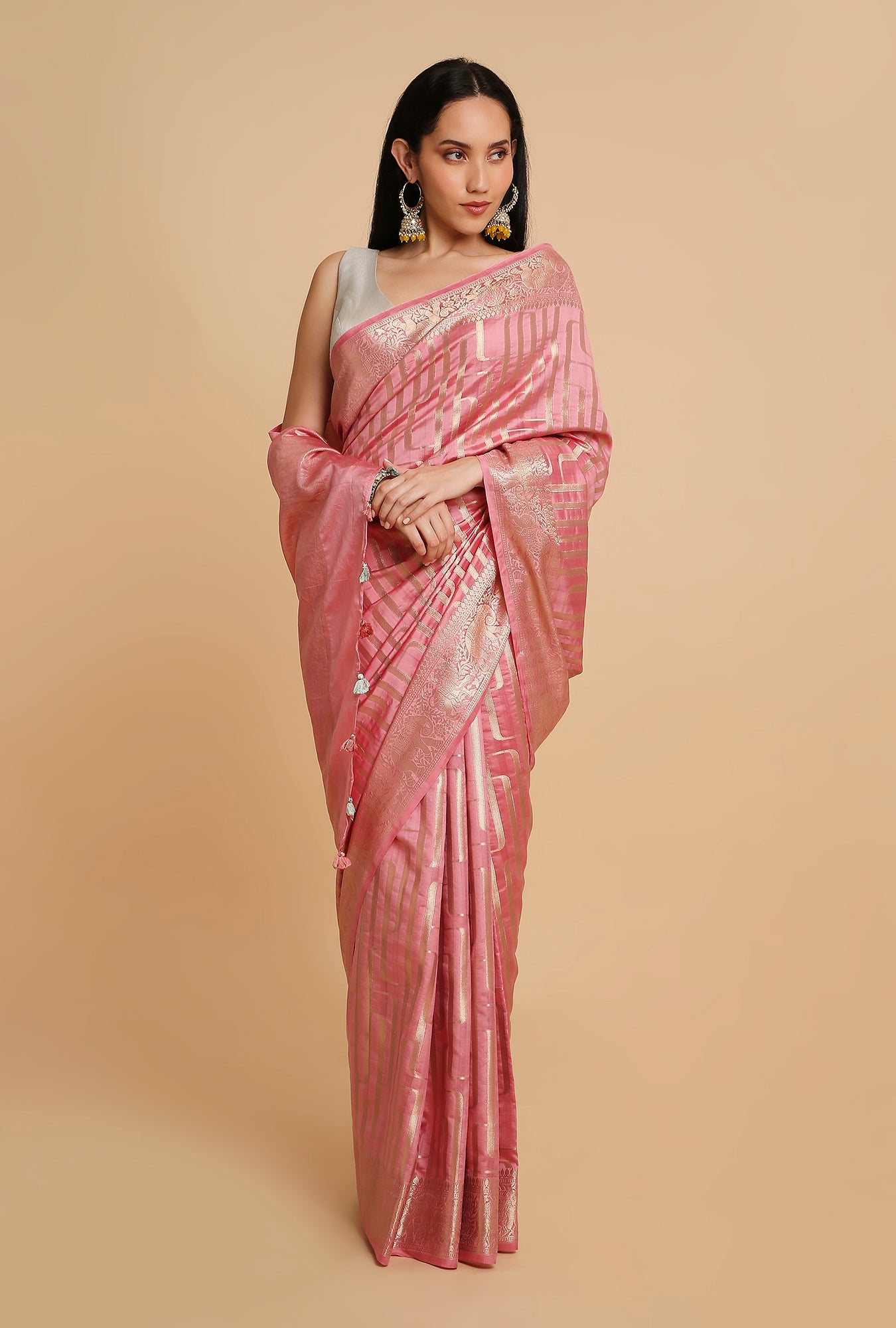 LIGHT PINK CHINIYA SILK SAREE