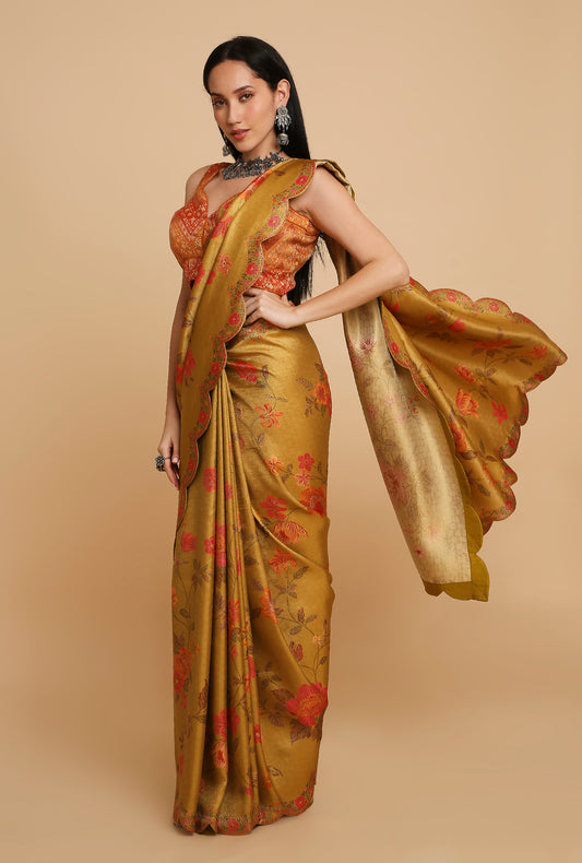 MUSTER POSITION PRINT TISSUE SILK SAREE