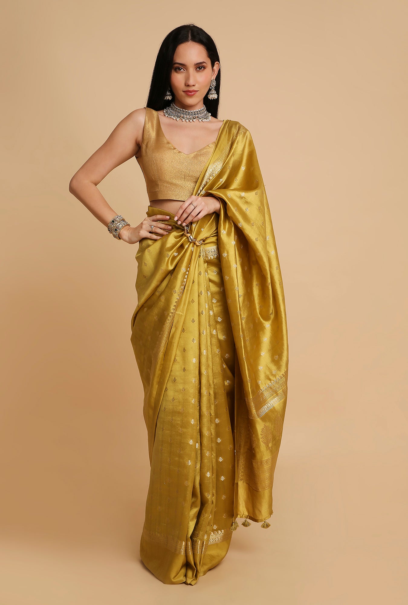 MEHNDI GREEN CHINIYA SILK SAREE