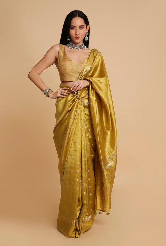 MEHNDI GREEN CHINIYA SILK SAREE