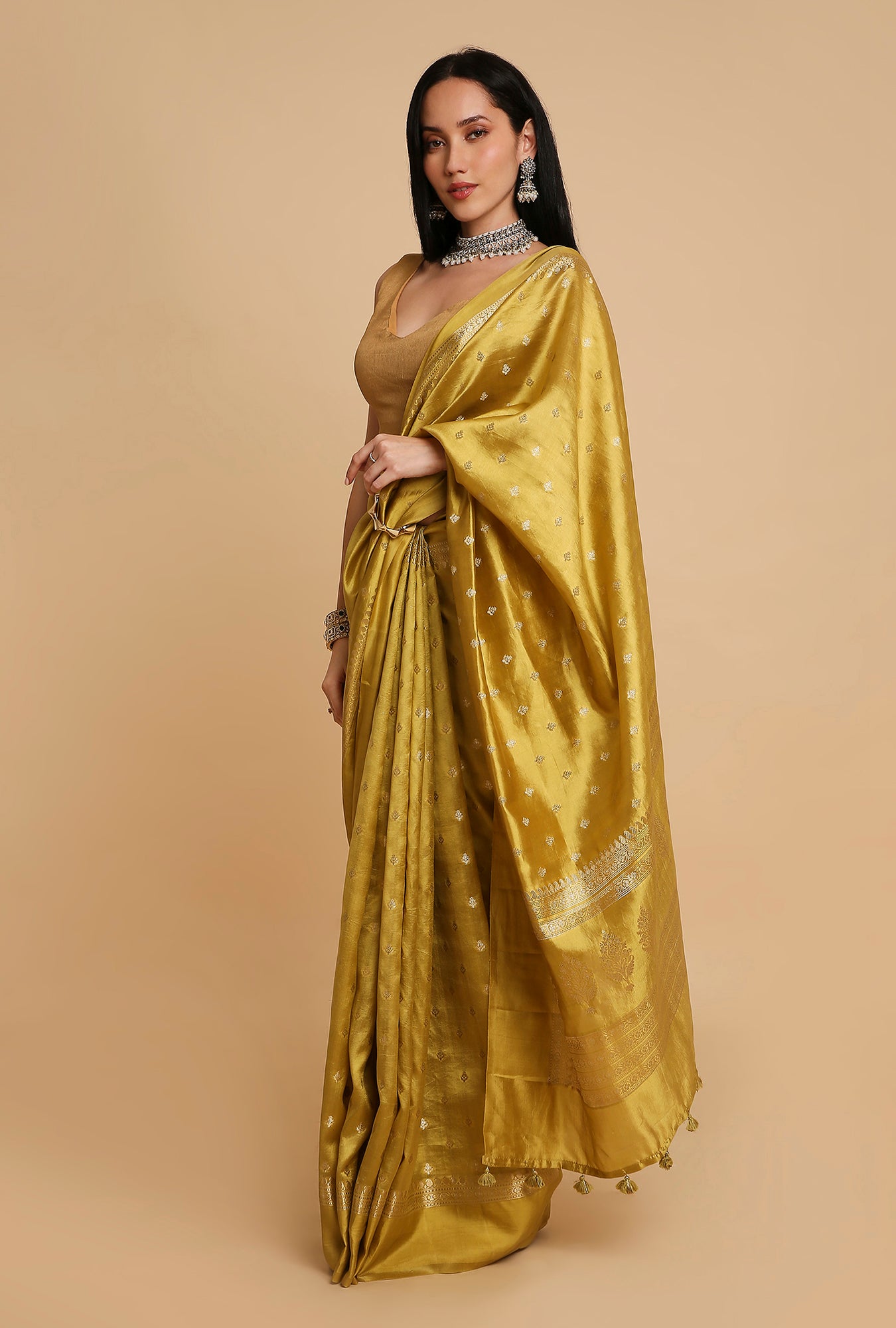 MEHNDI GREEN CHINIYA SILK SAREE