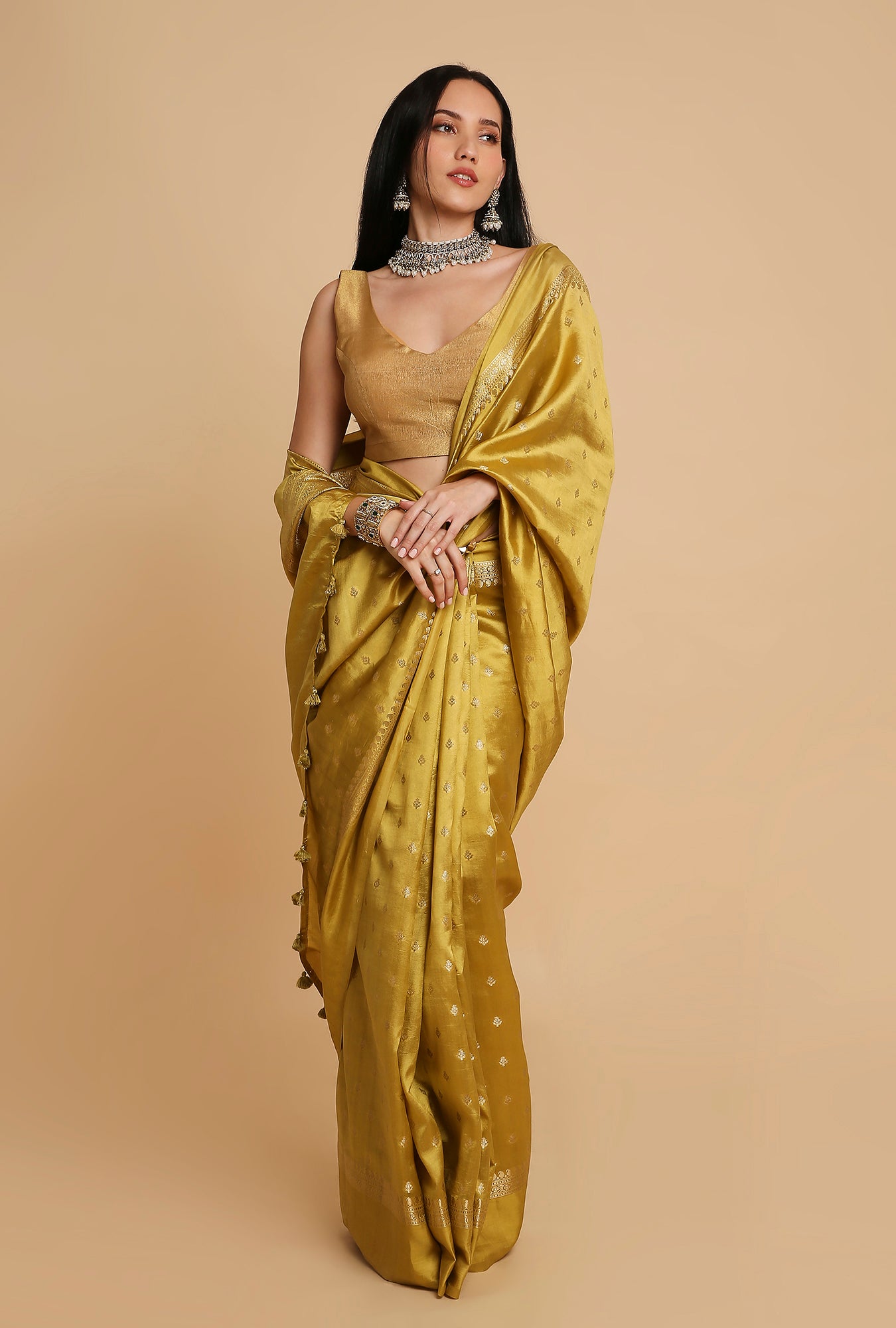 MEHNDI GREEN CHINIYA SILK SAREE