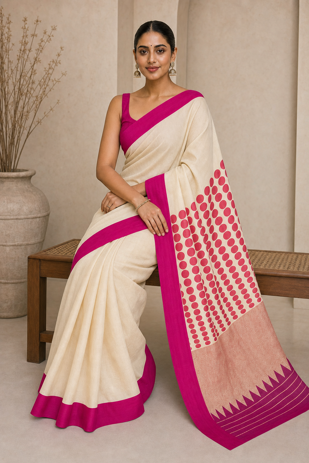 Ivory Muga Silk  - Back View