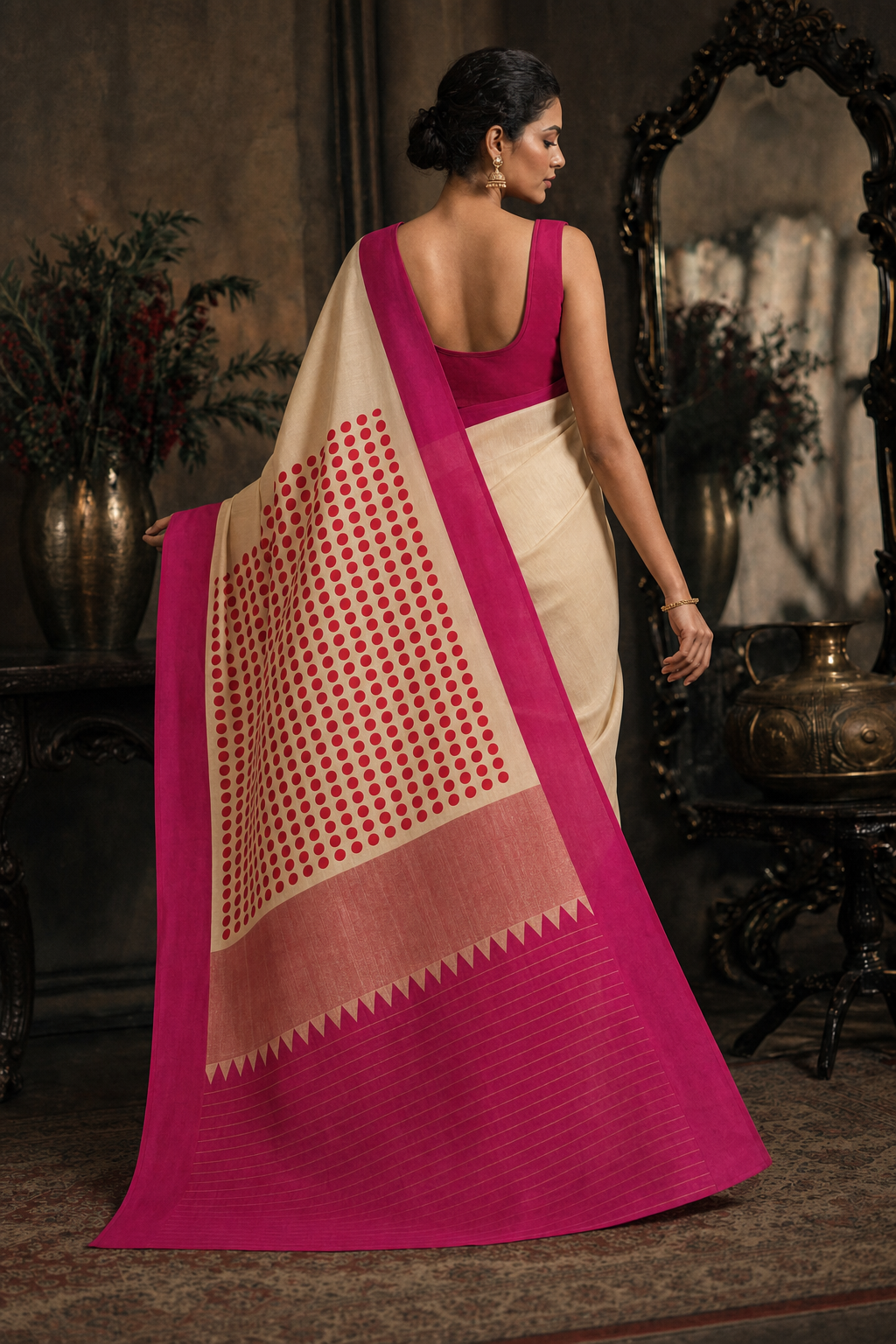 Ivory Muga Silk  - Back View