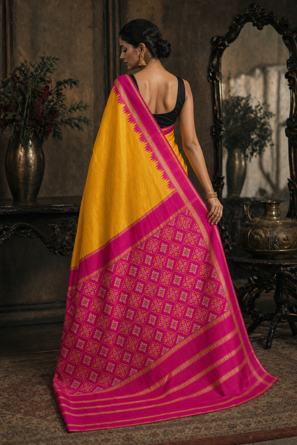 Sunshine Patola Silk Saree - Back View