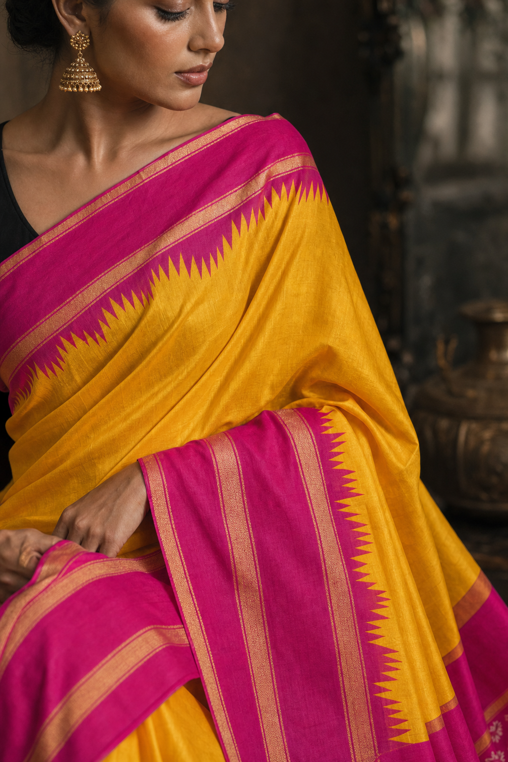 Sunshine Patola Silk Saree - Closeup View