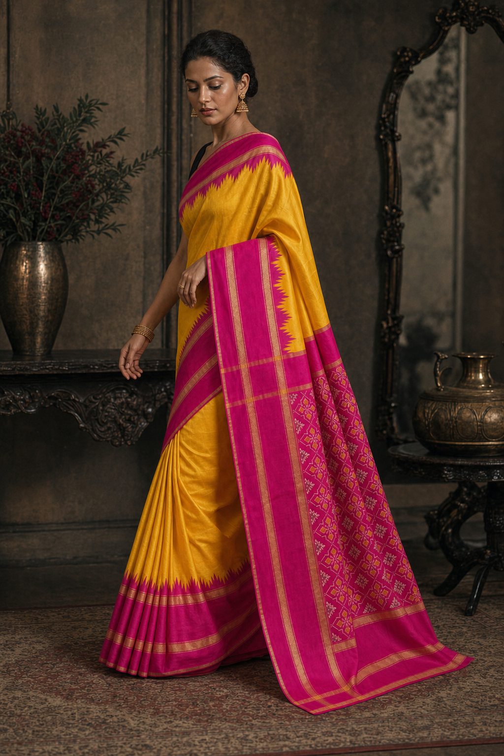 Sunshine Patola Silk Saree - Walk View