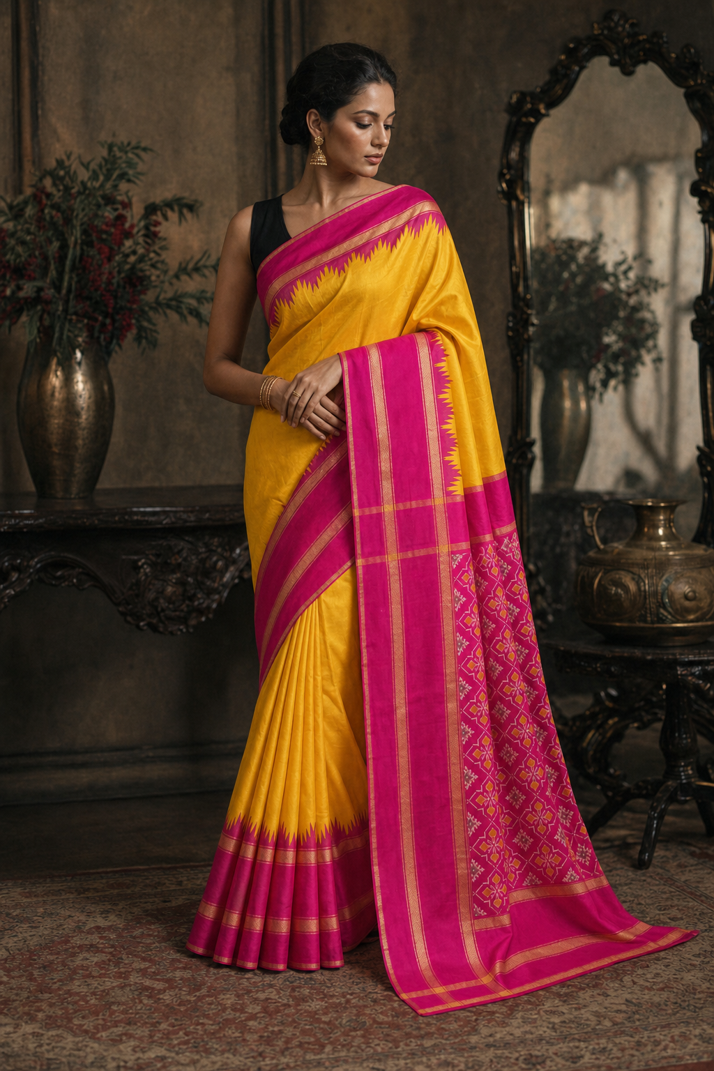 Sunshine Patola Silk Saree - Front View