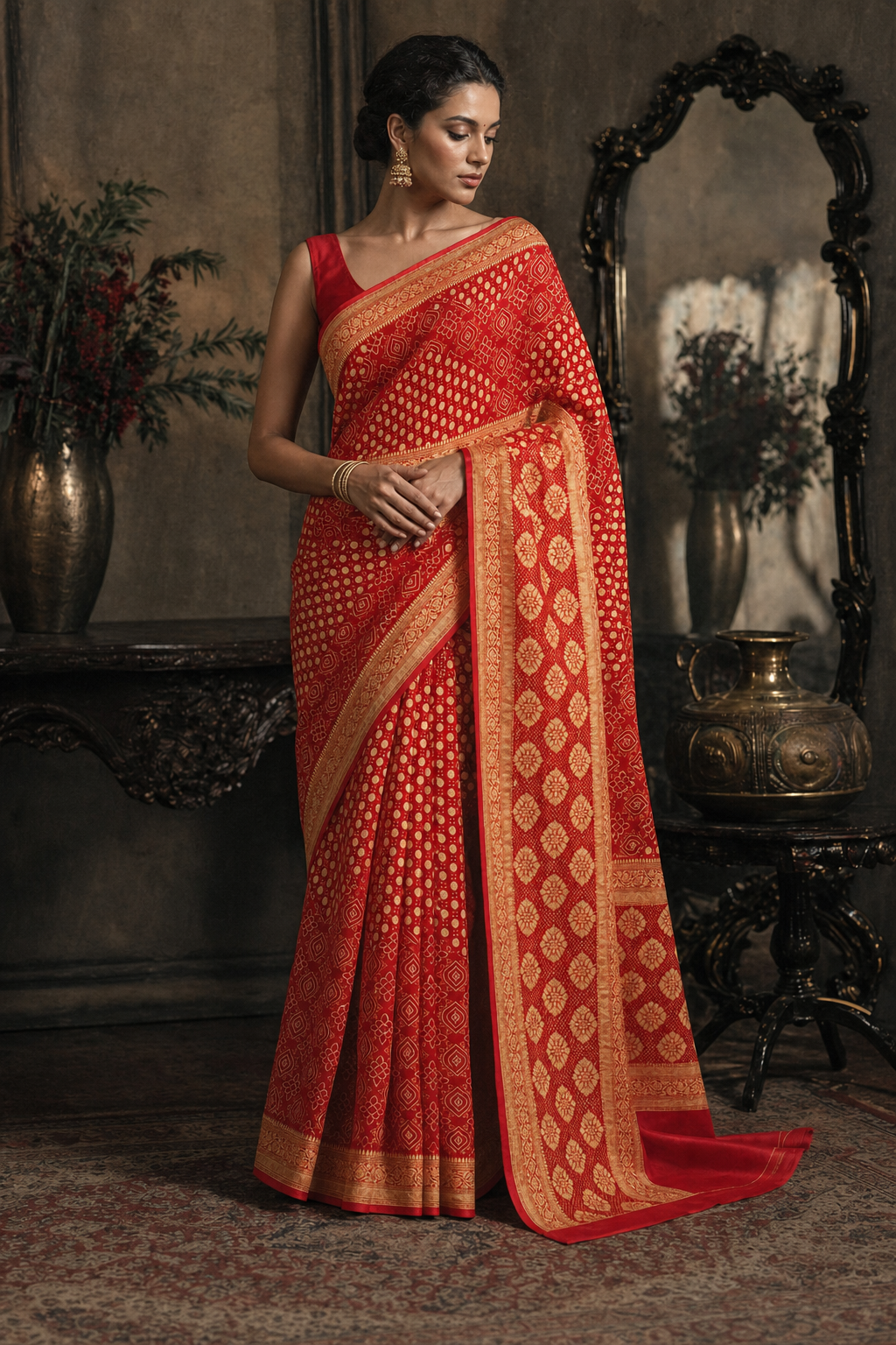 Ruby Royale Banarasi Saree - Front View