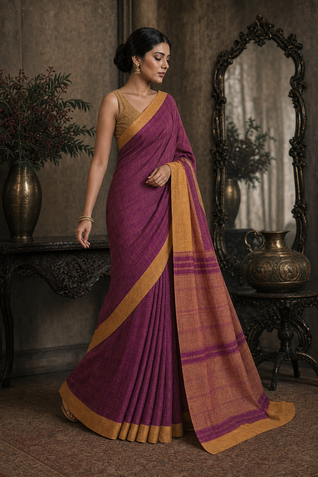 Royal Magenta South Silk - Walk View