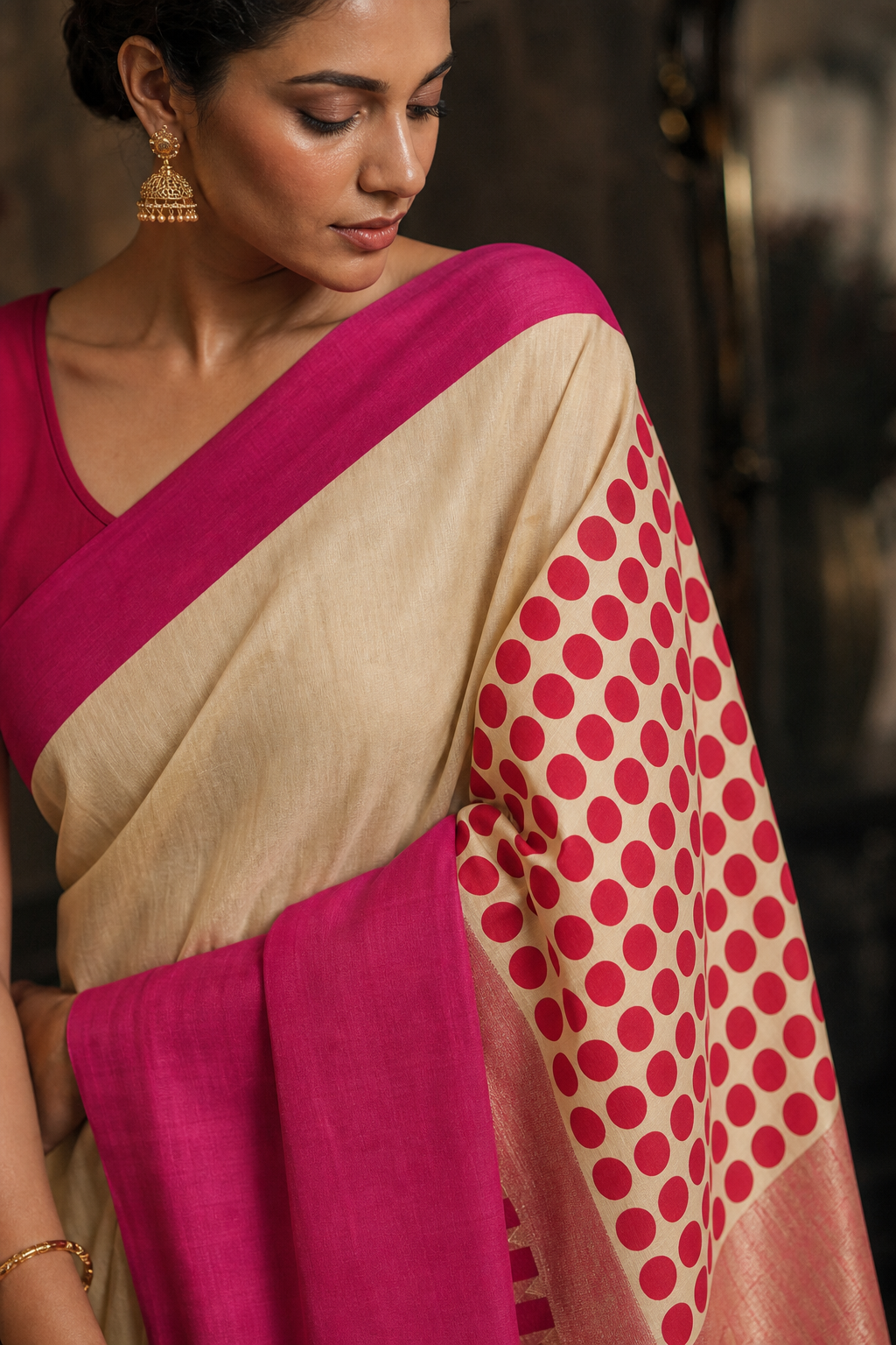 Ivory Muga Silk  - Closeup View
