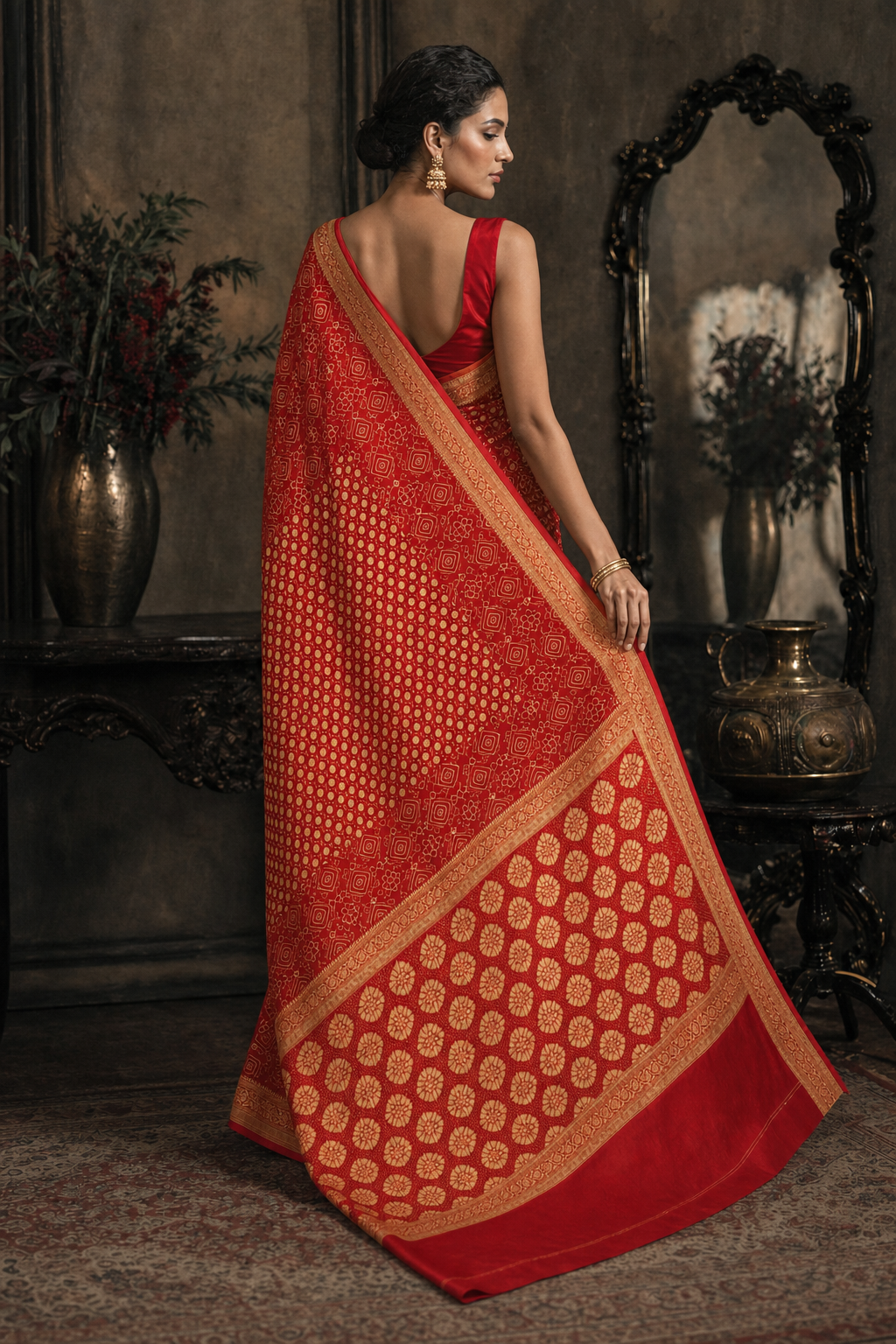 Ruby Royale Banarasi Saree - Back View