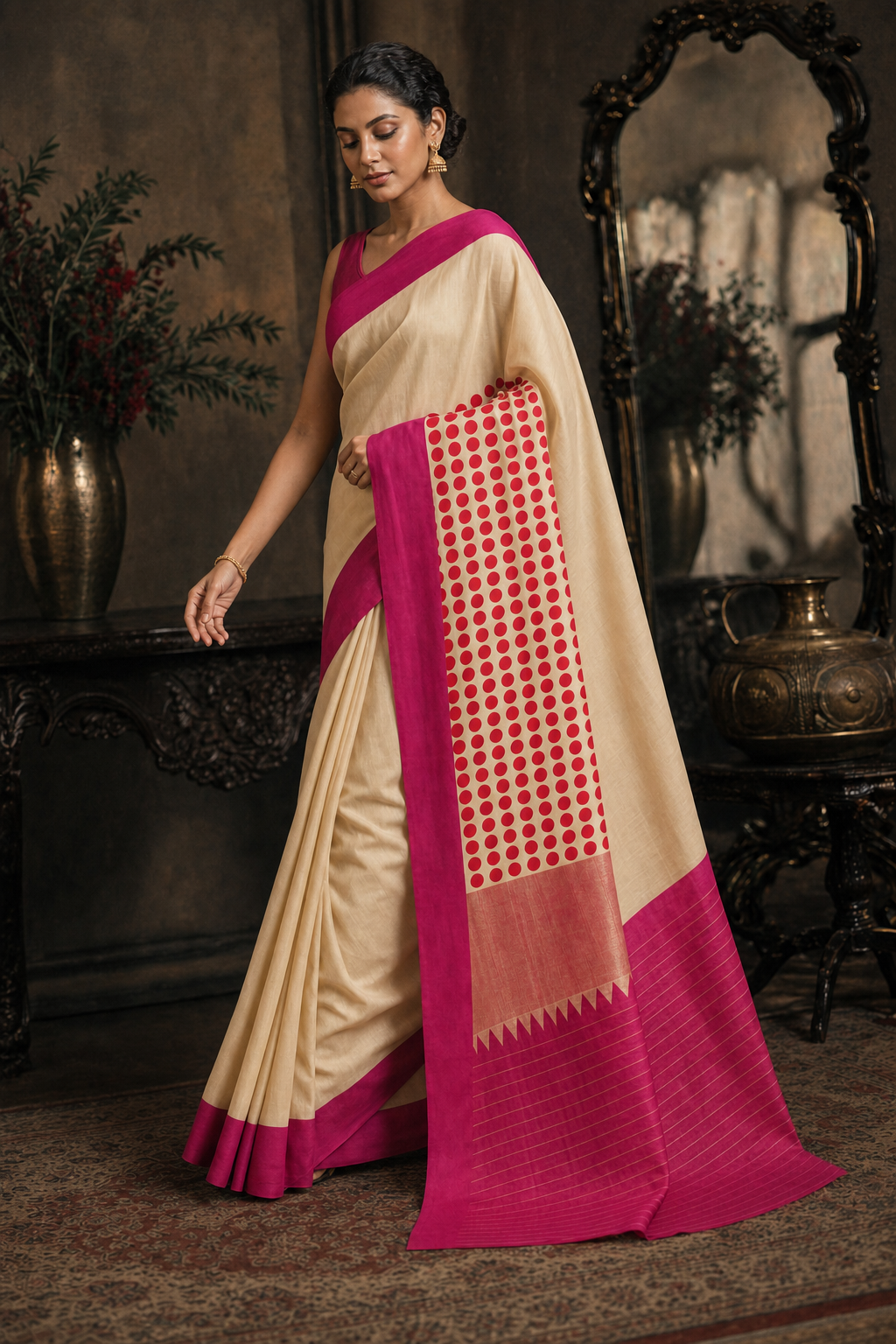 Ivory Muga Silk  - Walk View