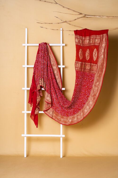 Plum Red Tie-Dye Bandhani Saree