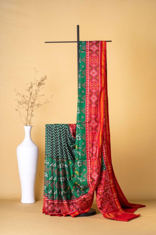 Green Red Gujarat Heavy Silk Patola Saree