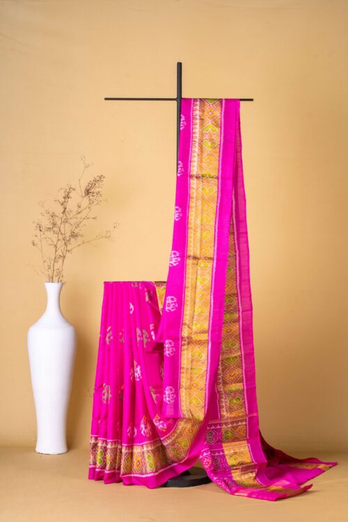 Fushiya Pink Gujarat Silk Patola Saree