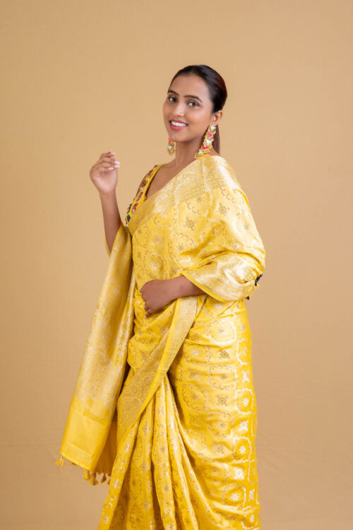 Pastel Yellow Chiniya Silk