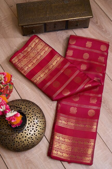 Kanchi Red Kanchipuram Silk Saree