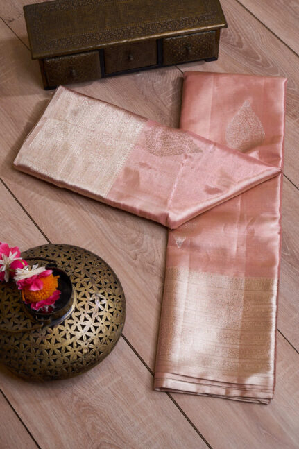 Metallic Peach Kanchipuram Silk Saree