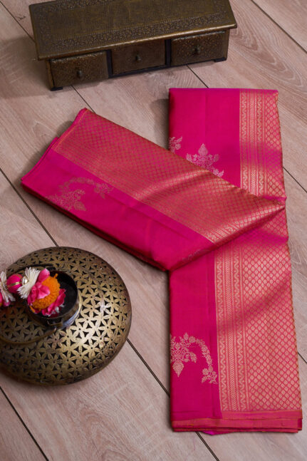 Pink With Orange Border Kanchipuram Silk Saree