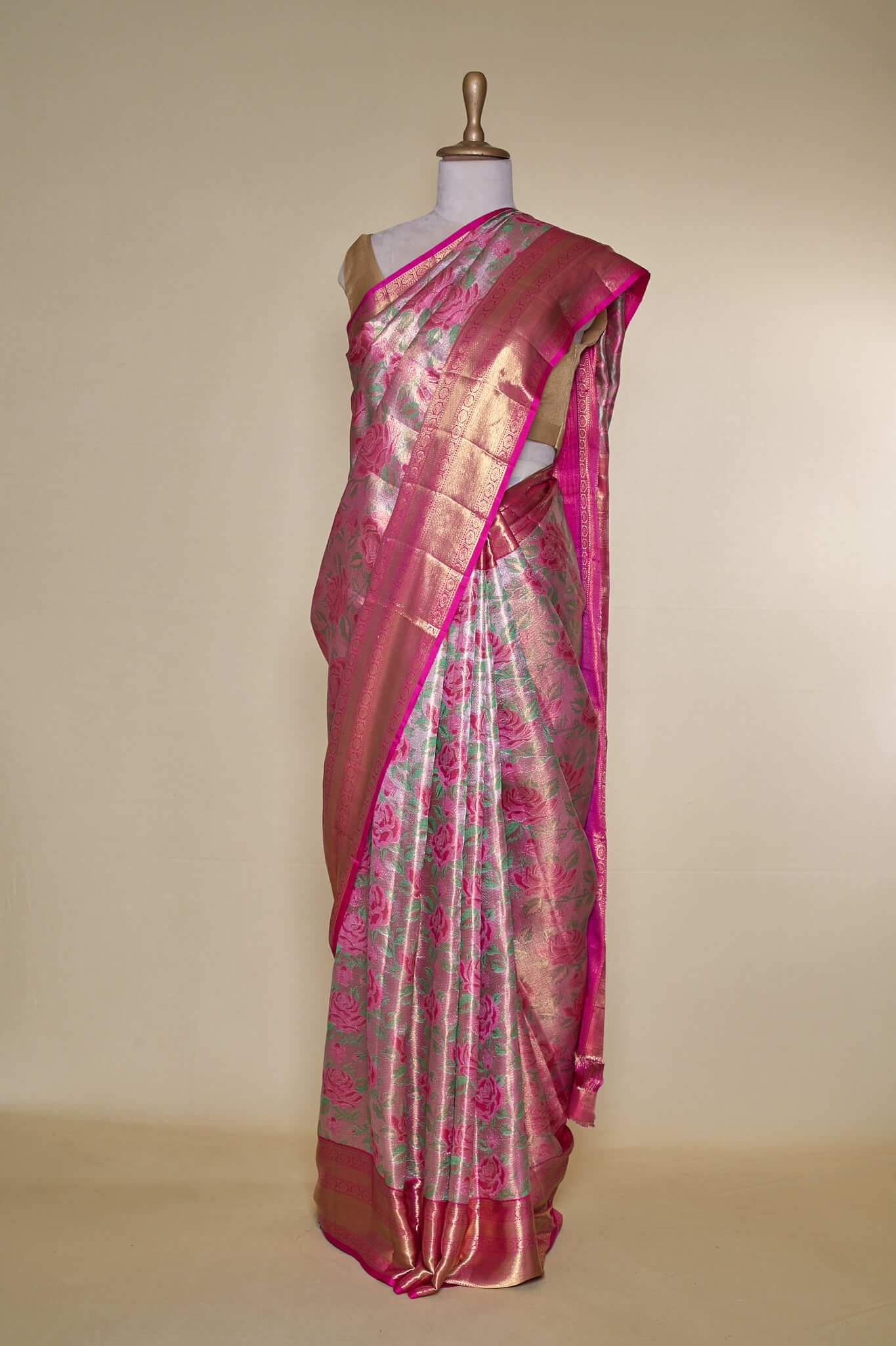 Autumn Leaf Gold South Brocade Silk Saree