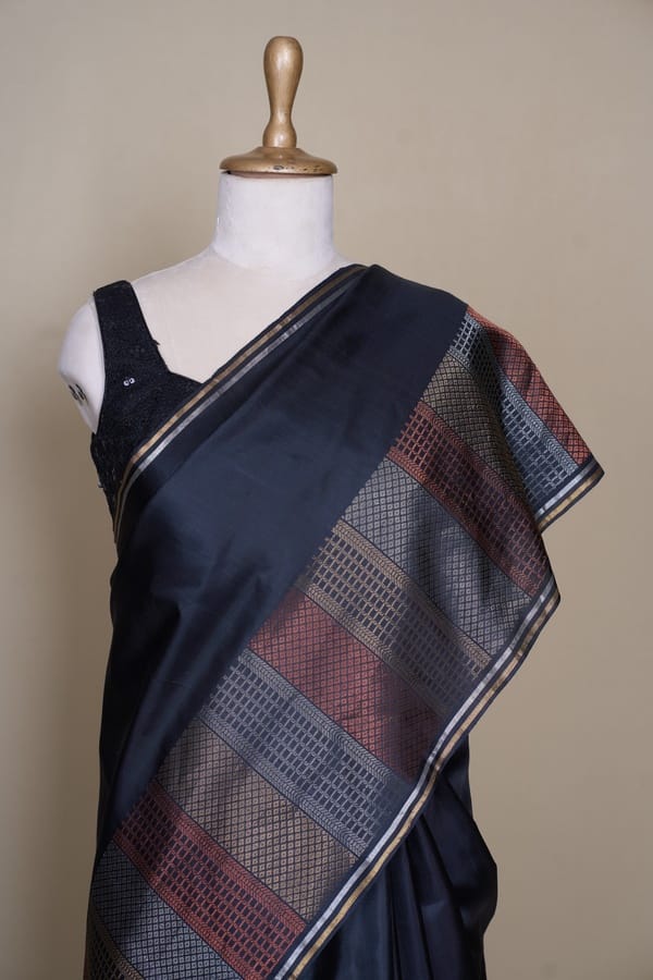 Black South Soft Silk Saree