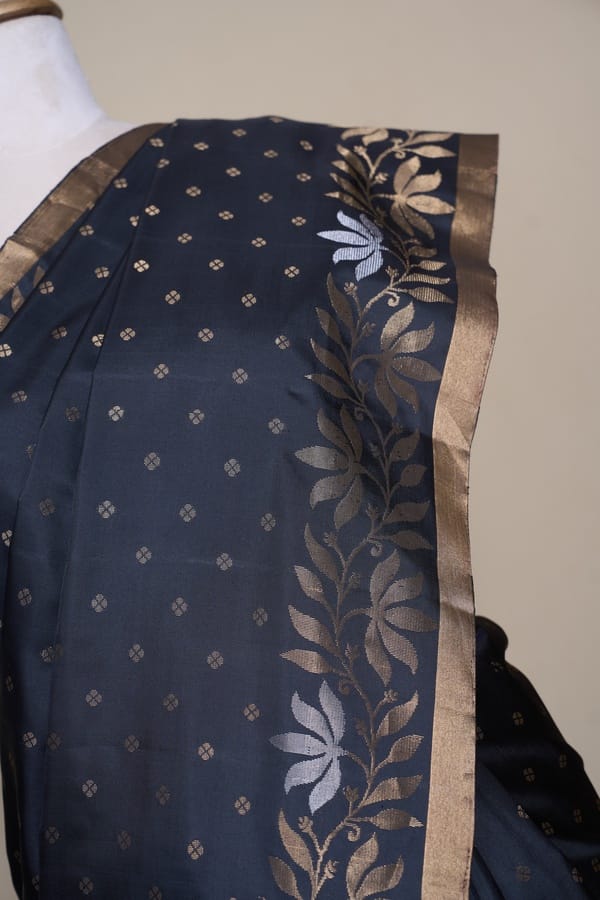 Black With Multi Pallu South Soft Silk Saree