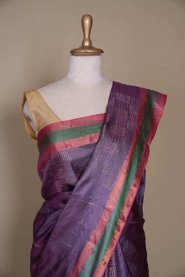 Brezee Wine Tussar South Silk Saree