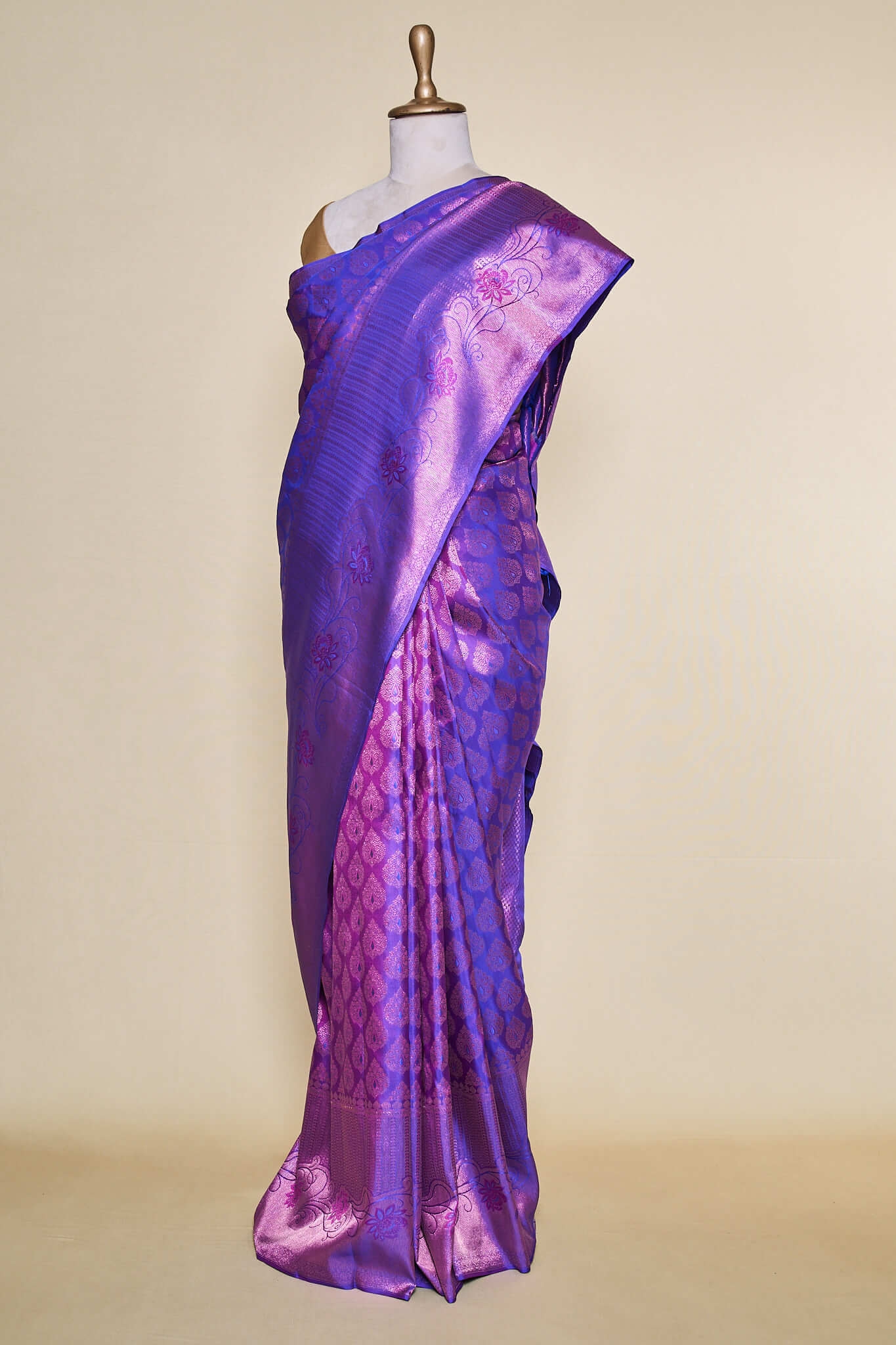 Brinjal Kanchipuram Silk Saree