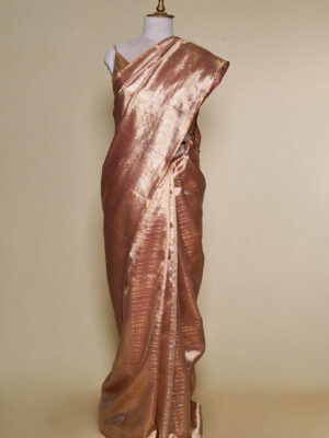 Bronz With Dusty Grey Blause Two Gram Gold Kanchipuram Silk Saree