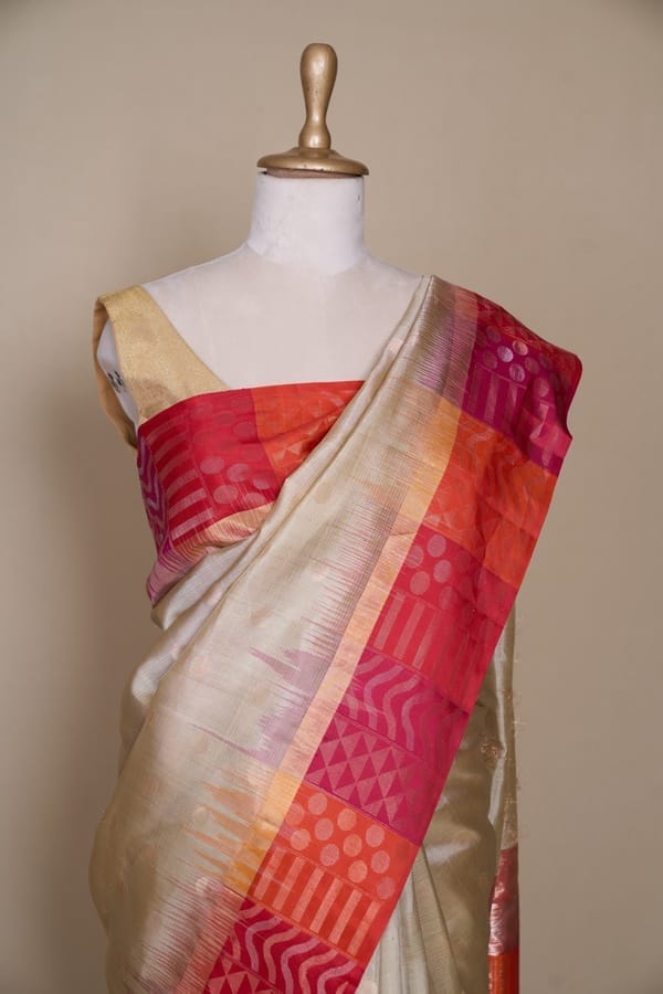 Chickoo Multi Colour Pallu South Soft Silk Saree