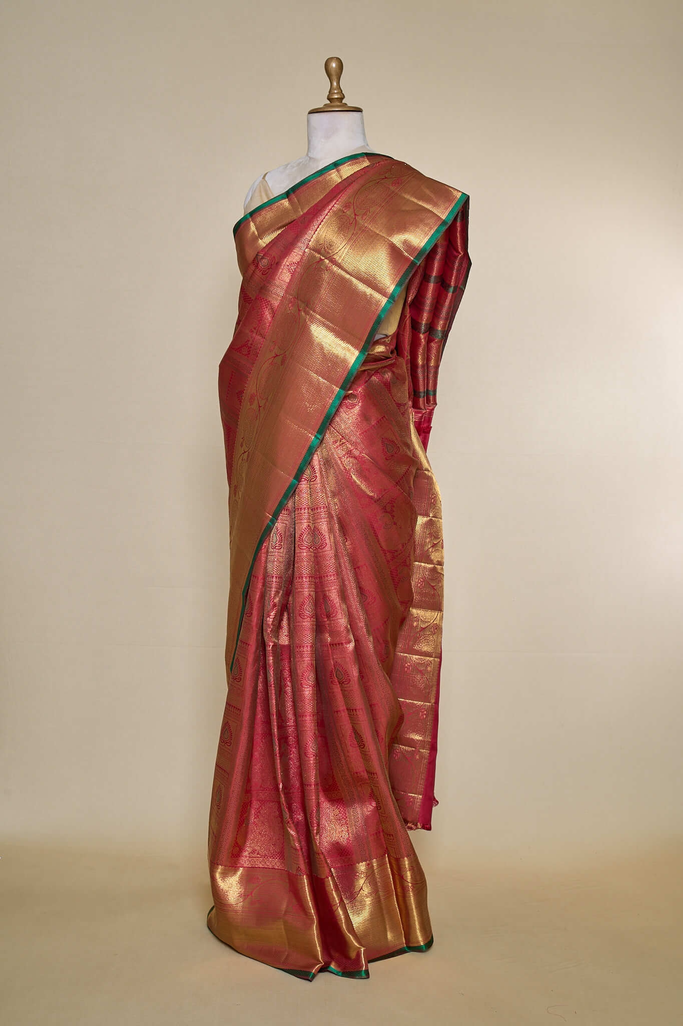 Chilly Maroon South Brocade Silk Saree