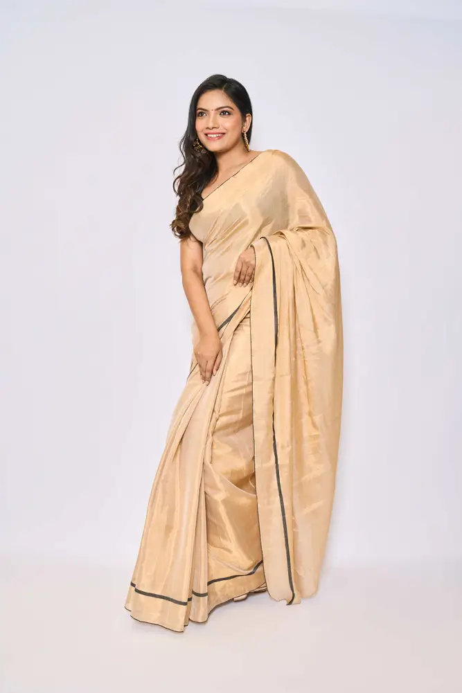 Cream Gold Tissue Saree
