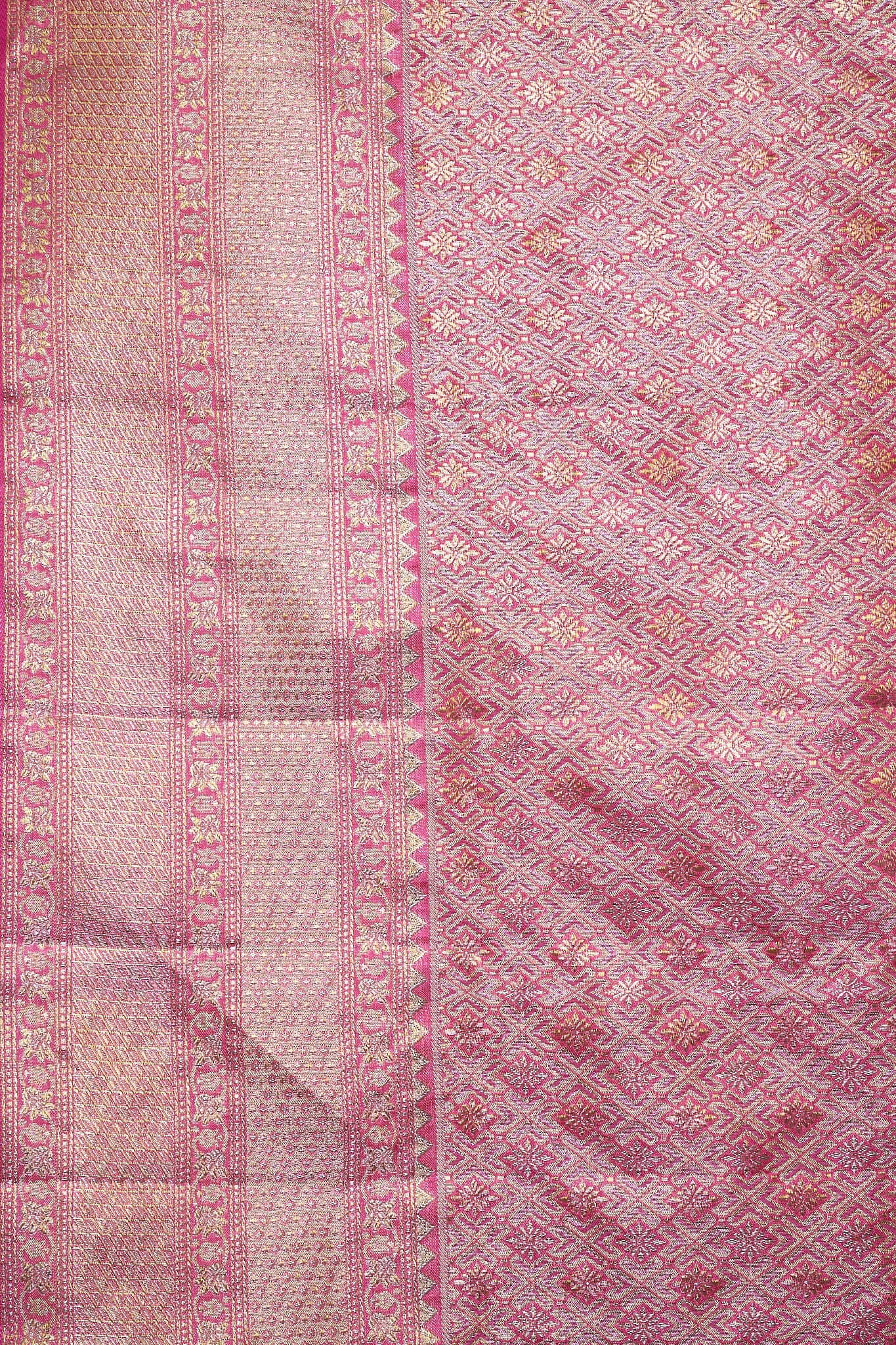 Dark Cream With Light Pink Border South Brocade Silk Saree