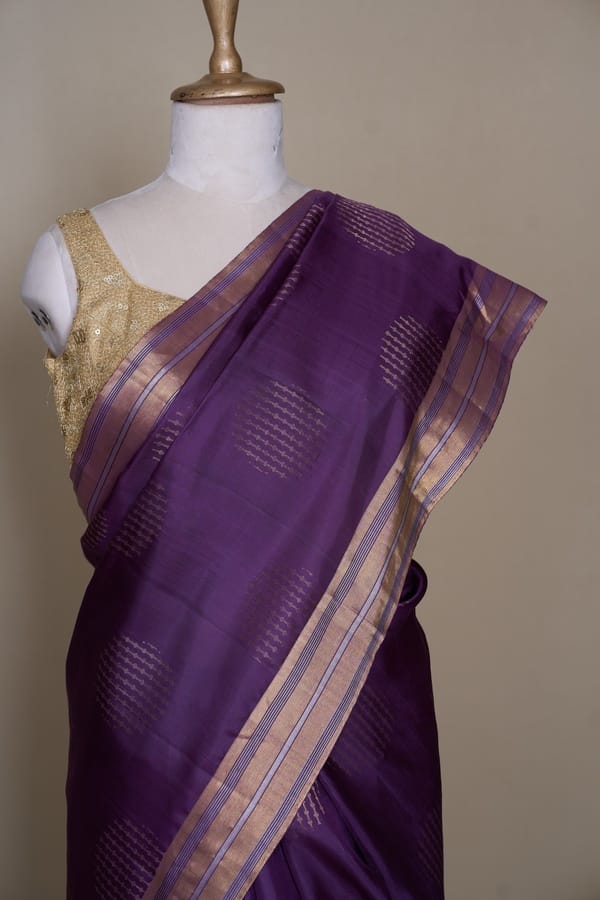 Dark Lavender With Maroon Pallu South Soft Silk Saree