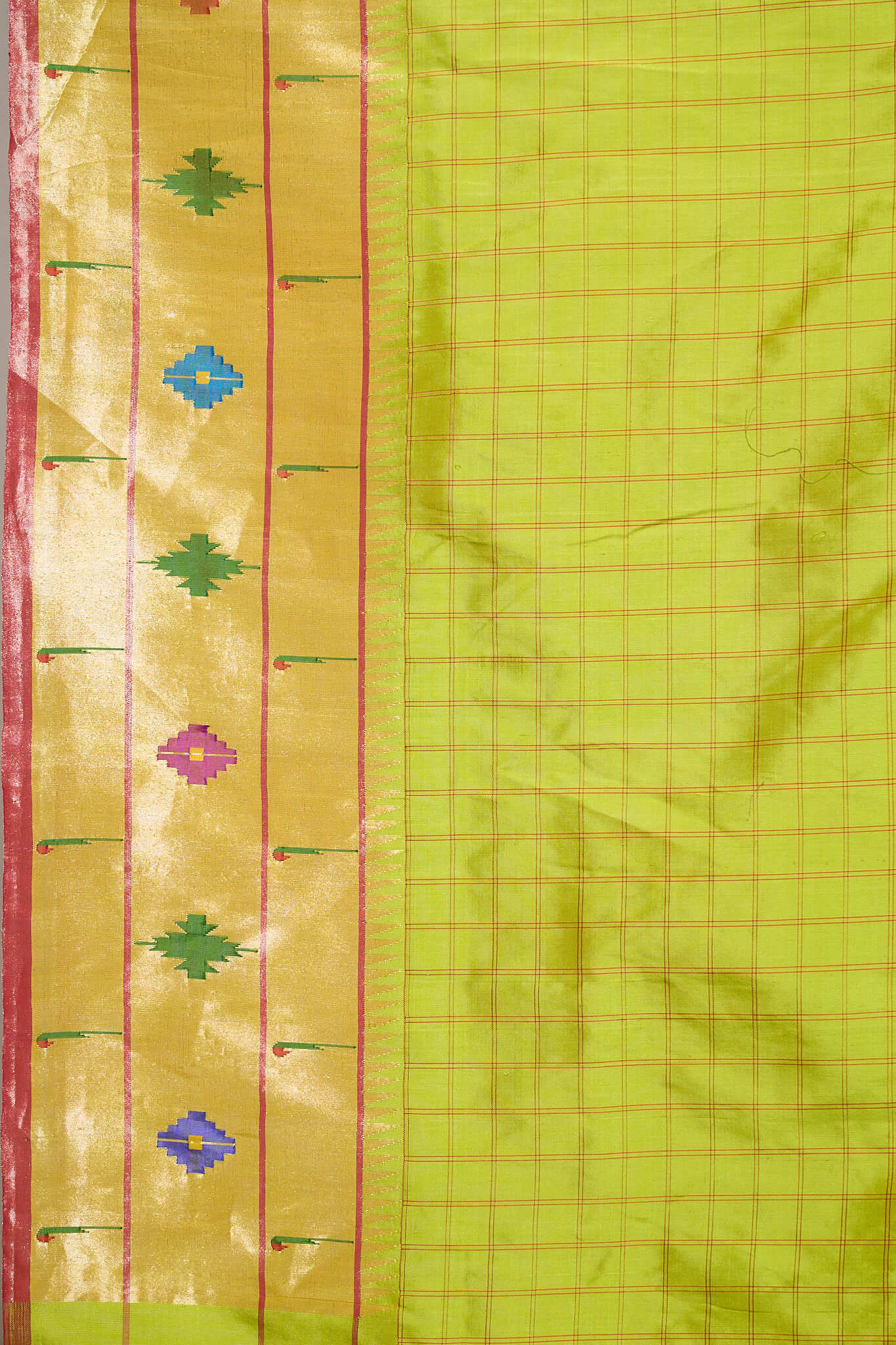 Dark Pink Bandhani with Yellow Paithani Pallu Signature Saree