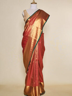 Dry Blood Maroon Kanchipuram Silk Saree