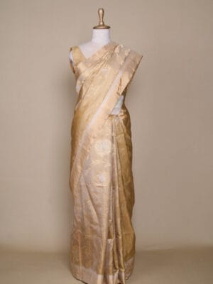 Gold With Multi Colour Chex Pallu South Soft Silk Saree