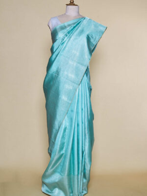 Ice Firozi Kanchipuram Silk Saree