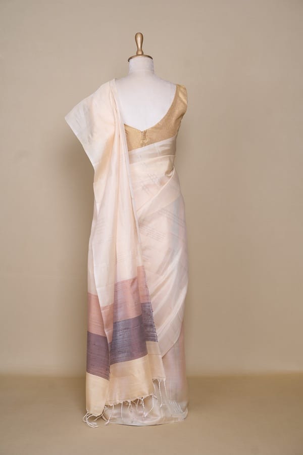 Ivory South Kora Silk Saree