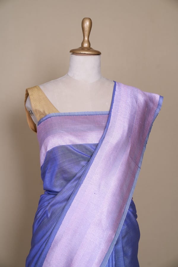 Lavender With Baby Pink Pallu Tussar South Silk Saree