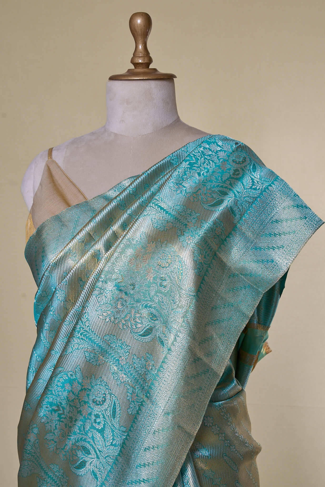 Mint Green South Brocade Silk Saree